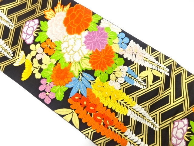 JAPANESE FUKURO OBI / WOVEN PEONY